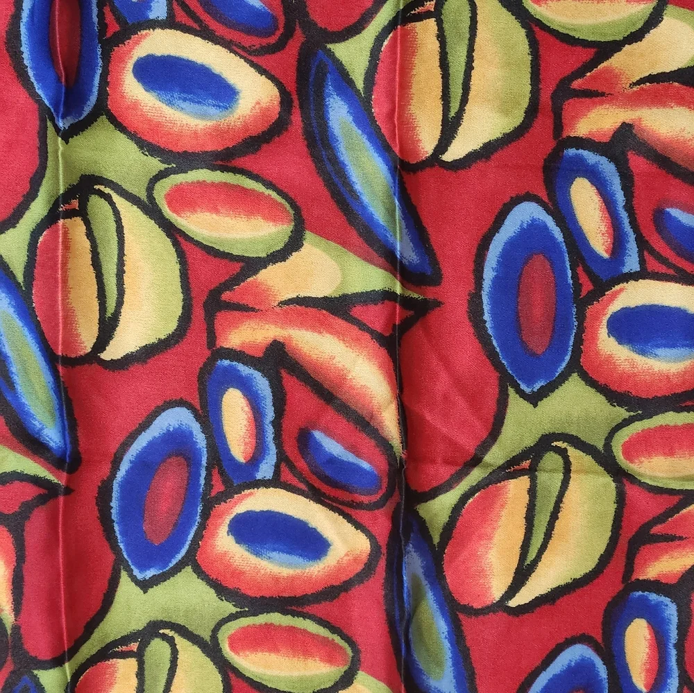 Anthropologie Abstract Graffiti Square Silk Neck Scarf